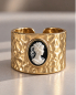 Preview: Gehämmerter Vintage Ring, Breiter Goldring Damen, Statement Ring, Kamee Ring Gold, Viktorianischer Stil, Besondere Geschenke für Sie